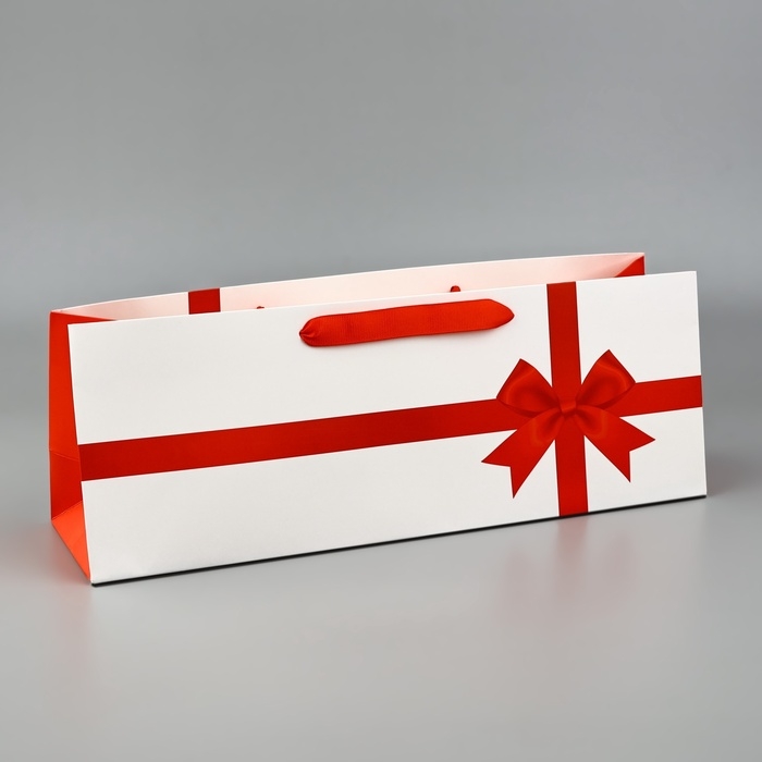 Пакет под бутылку горизонтальный &laquo;Бант&raquo;, 36 &times; 10 &times; 13 см