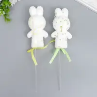 Набор топперов для украшения &laquo;Зайчата: посыпка, кружочки&raquo;, 2 шт., жёлтый, зелёный, 12 см