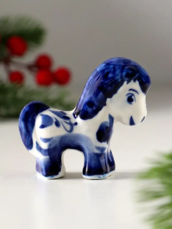 Сувенир Жеребенок, 6х6,5 см, гжель