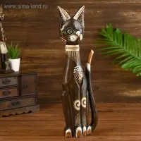 Сувенир дерево "Кошка коричневая с узором" 7х17х50 см