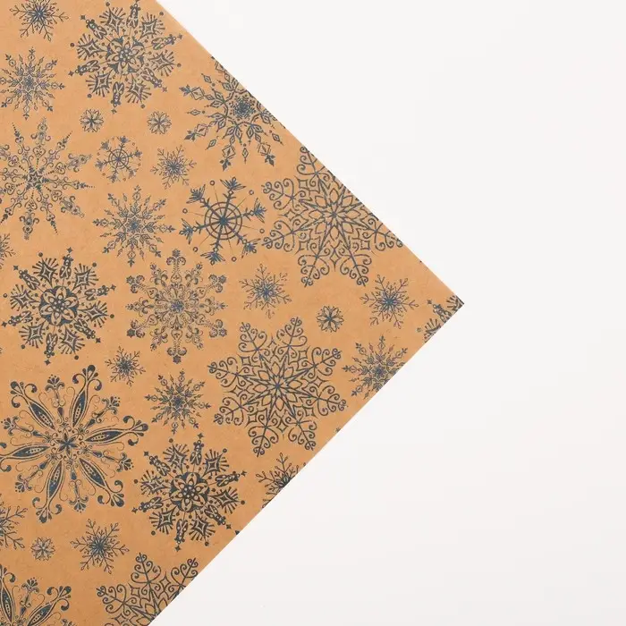 Бумага упаковочная крафтовая &laquo;Снежинки&raquo;, 50 х 70 см