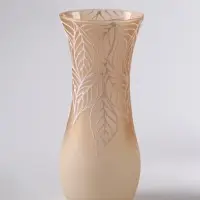 Ваза &laquo;Кармен&raquo; листья, волна, h=26 см, стекло, пудра