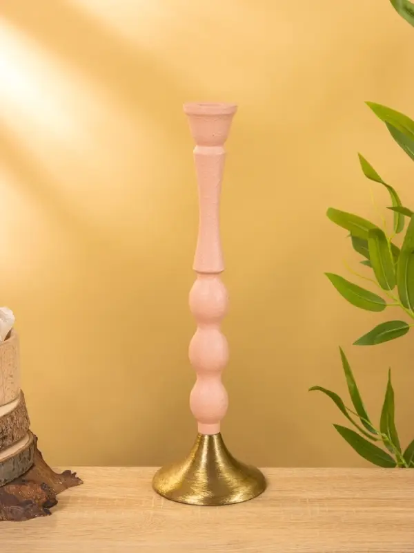 Подсвечник на 1 свечу "Пудровый розовый" 10,5х10,5х34,5 см