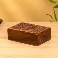 Шкатулка резная "Ом" 18х13х6 см, дерево шишам