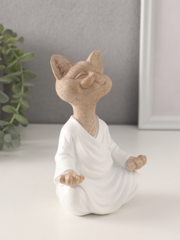 Сувенир полистоун "Кот дзен" 10х6,5х15 см