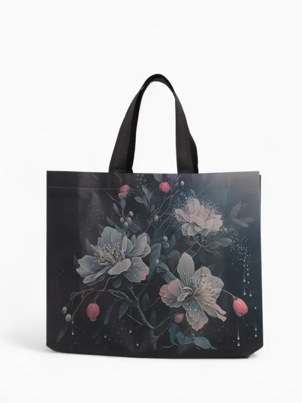 Сумка для покупок Цветы, 32*10*26. отд без молнии, черный