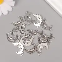 Металлический элемент, декоративная подвеска &laquo;Арт Узор. Узорчатый месяц&raquo;, серебро, 2.6&times;1.5 см