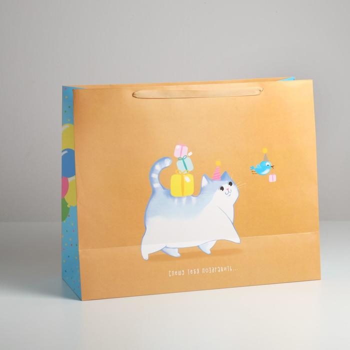 Пакет подарочный ламинированный, упаковка, &laquo;С Праздником!&raquo;, XL 49 х 40 х 19 см