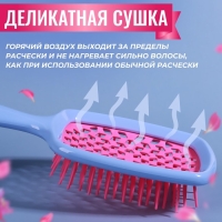 Расчёска массажная, широкая, вентилируемая, 8,5 &times; 20,5 см, PVC коробка, цвет голубой/розовый