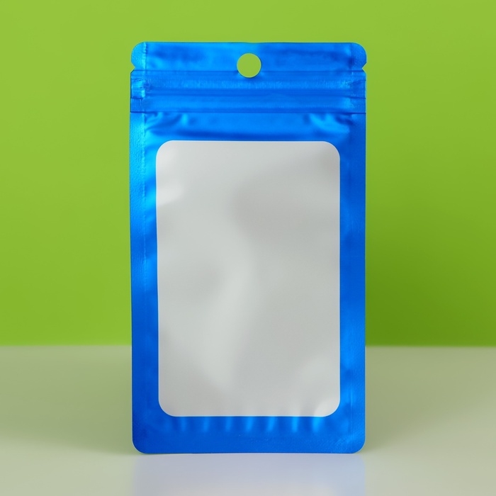Пакет Зип-лок с окном, с еврослотом, синий, 7,5 х 13 см набор 20шт  10460413