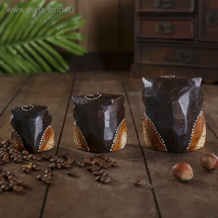 Сувенирный набор дерево "Совы Облака" 6х19х8 см