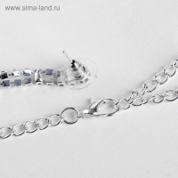 Набор 2 предмета: серьги, колье &laquo;Листопад&raquo; ромб, цвет чёрно-белый в серебре, 45см