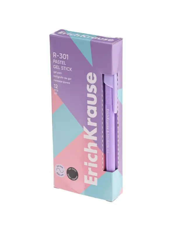 Ручка гелевая ErichKrause R-301 Gel Stick Pastel, 0.5 мм, чёрная