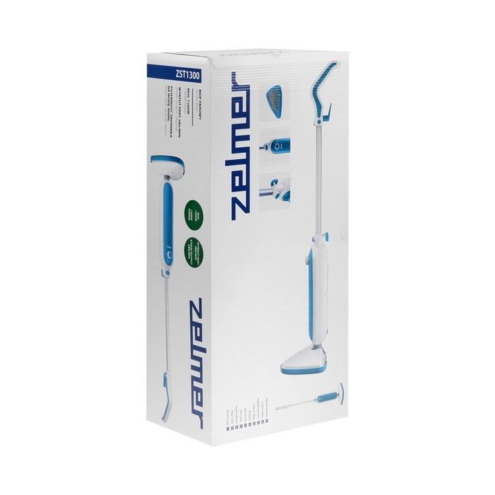 Паровая швабра Zelmer ZST1300, 1300 Вт, 400 мл, шнур 5 м, бело-голубая