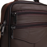 Сумка мужская на молниях, длинный ремень, цвет коричневый