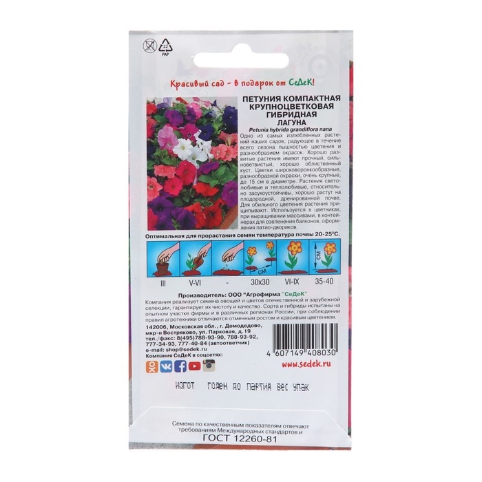 Семена цветов Петуния" Лагуна", Евро, 0,1 г