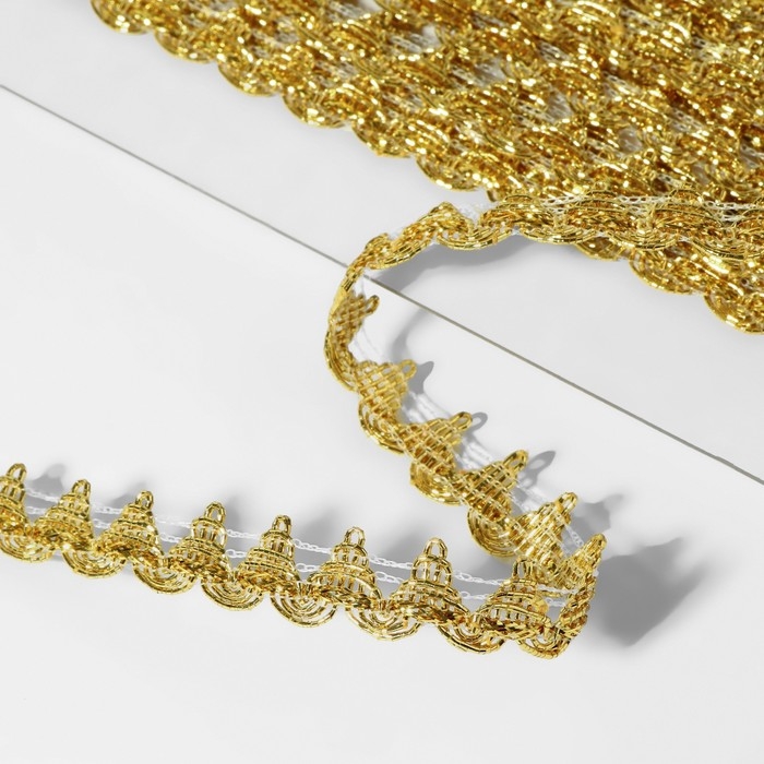 Тесьма декоративная, 13 мм, 10 &plusmn; 1 м, цвет золотой