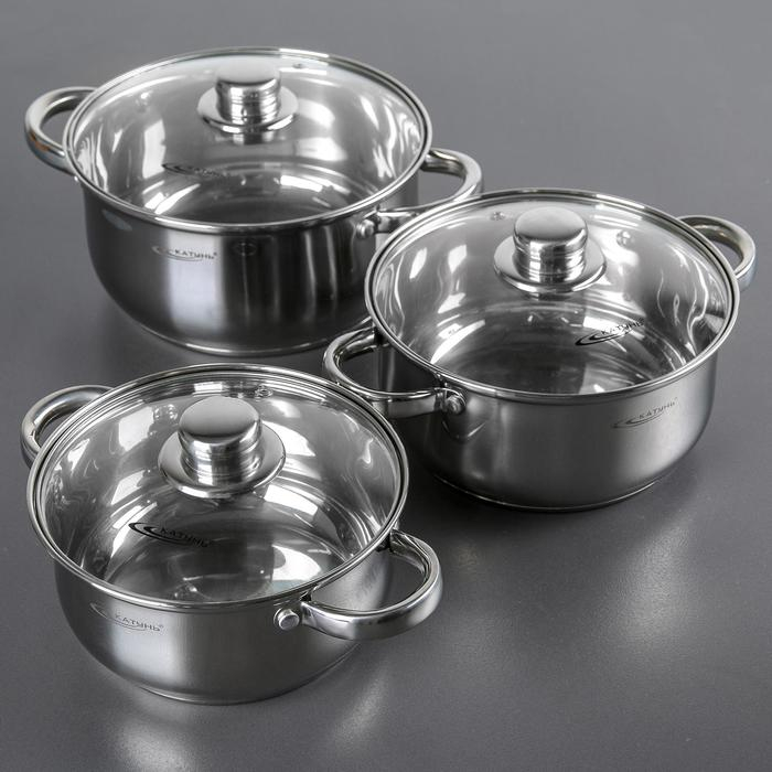 Набор кастрюль &laquo;Гретта&raquo;, 3 предмета: 2,2 л, 3,2 л, 4,2 л, капсульное дно, индукция