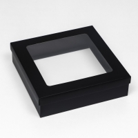 Коробка подарочная складная, упаковка, крышка-дно, чёрная, с окном 30 х 30 х 8 см