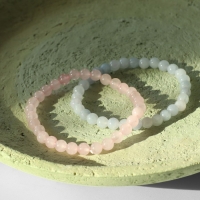 Набор браслетов 2 шт. шар №6 &laquo;Кварц розовый и Аквамарин&raquo;