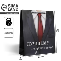 Пакет подарочный ламинированный, упаковка, &laquo;Лучшему мужчине&raquo;, ML 21 х 25 х 8 см