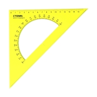 Треугольник c транспортиром 16 см Стамм Neon Cristal, 45&deg;, пластиковый, прозрачный, неоновые цвета, европодвес, микс
