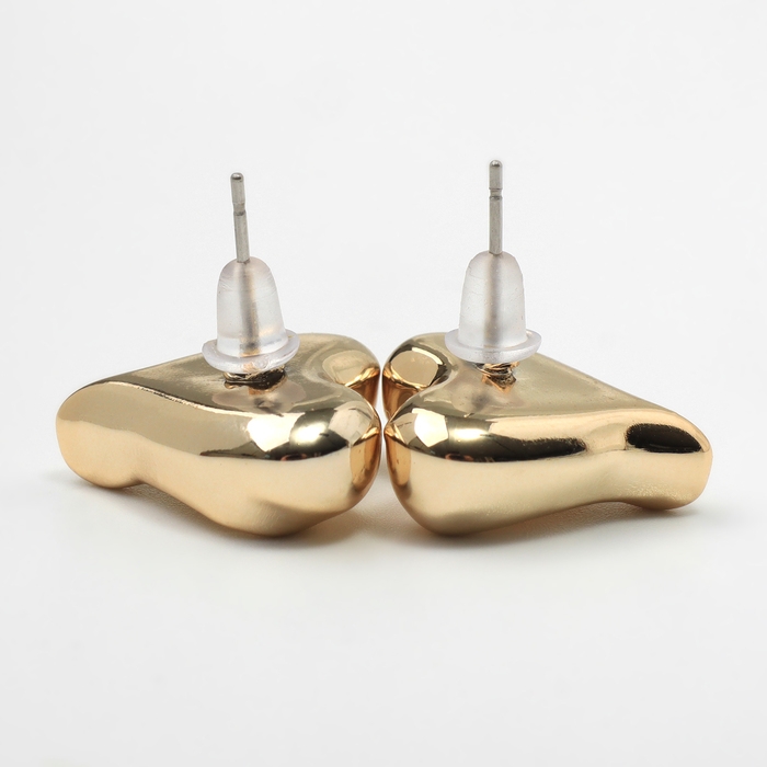 Серьги пластик &laquo;Сердца&raquo; течение, цвет золото