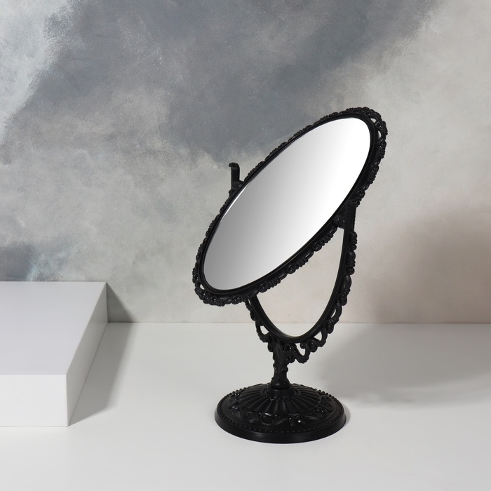 Зеркало настольное, двустороннее, с увеличением, зеркальная поверхность 11 &times; 15 см, цвет чёрный