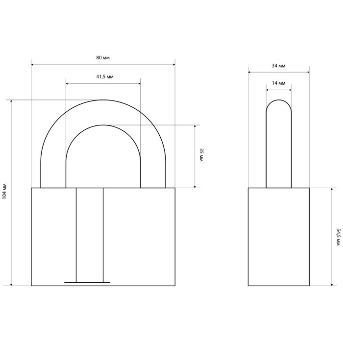 Замок навесной "СТАНДАРТ" ВС2МС, дужка d=14 мм