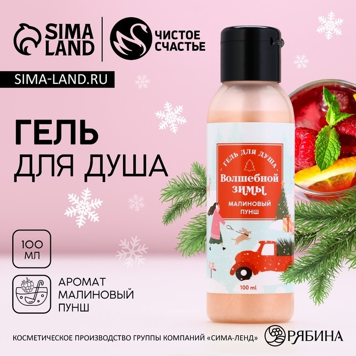 Гель для душа &laquo;Волшебной зимы&raquo;, 100 мл, аромат малиновый пунш, Новый Год
