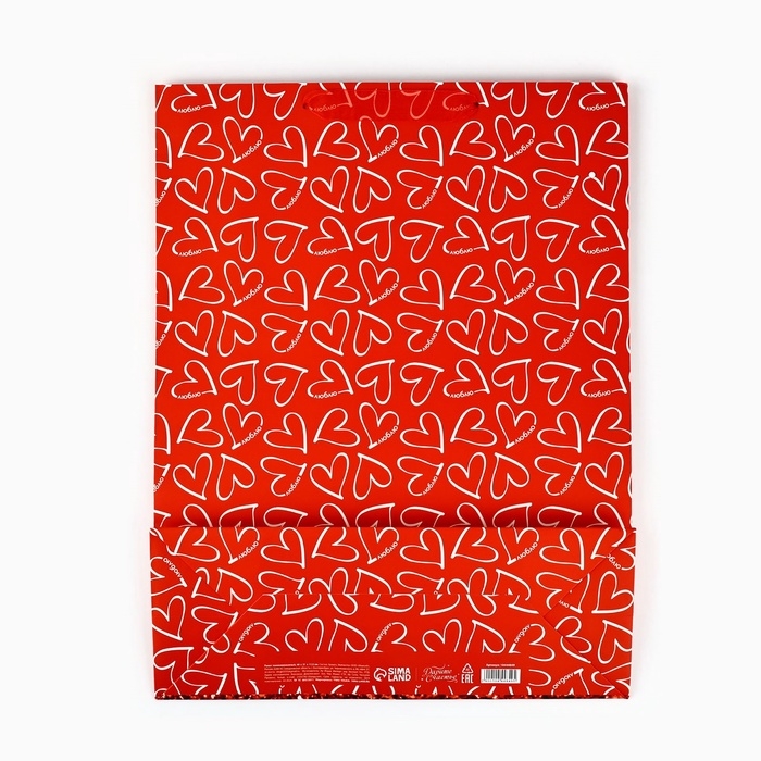 Пакет ламинированный вертикальный &laquo;От всего сердца&raquo;, глиттер, L 31 х 40 х 11.5 см