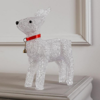 Светодиодная фигура &laquo;Олень с колокольчиком&raquo; 25 &times; 30 &times; 9 см, акрил, 24 LED, батарейки ААх3 (не в комплекте), свечение белое