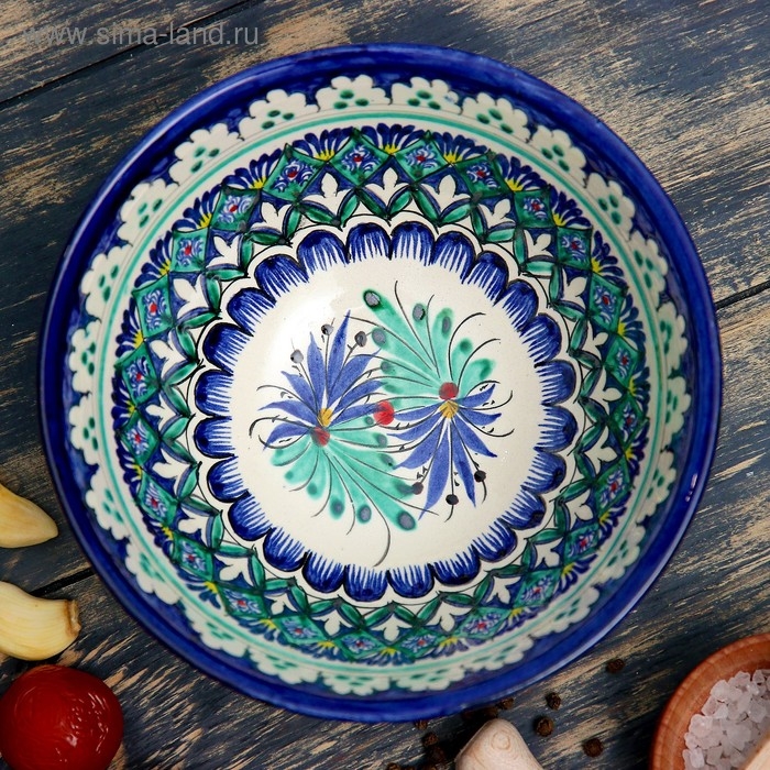 Коса Риштанская Керамика "Узоры" 15,5 см, средняя, синий микс