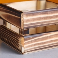 Кашпо деревянное 12&times;11&times;9 см "Однушка Лайт", двухреечное, обжиг Дарим Красиво