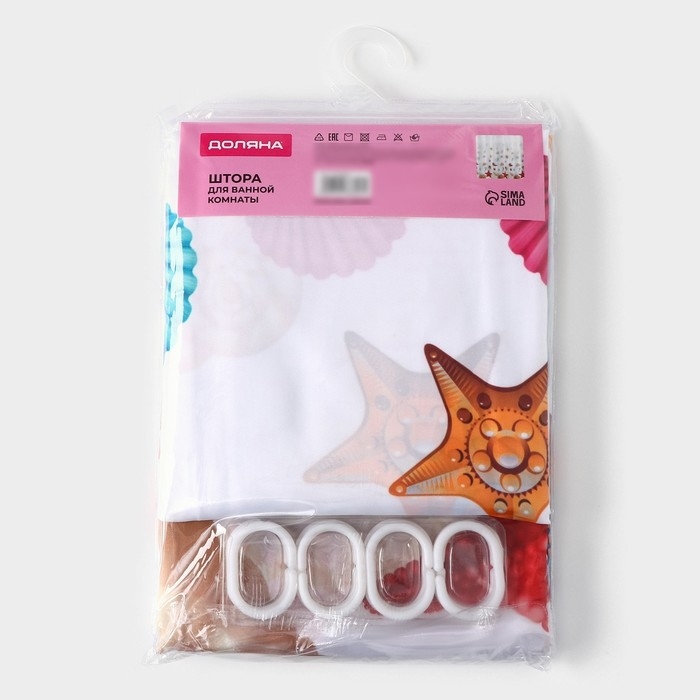 Штора для ванны Доляна &laquo;Ракушка&raquo;, 180&times;180 см