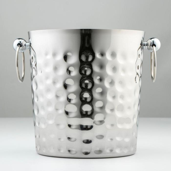 Ведро для льда из нержавеющей стали &laquo;Чеканный&raquo;, 5,2 л, 25&times;20&times;20,5 см, 201 сталь, цвет серебряный