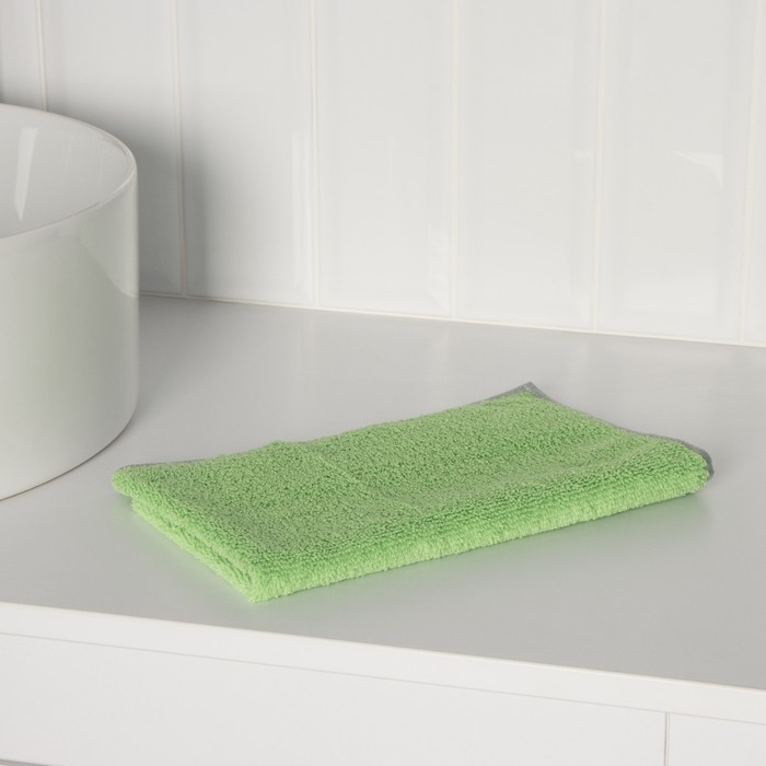 Тряпка для пола Raccoon, 250 г/м&sup2;, 50&times;30 см, микрофибра, с оверлоком, 1 шт, цвет зеленый