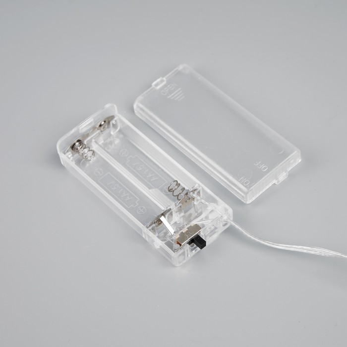 Гирлянда &laquo;Нить&raquo; 2 м роса с насадками &laquo;Прищепки-оленёнок&raquo;, IP20, серебристая нить, 20 LED, батарейки ААх2 (нет в комплекте), свечение тёплое белое