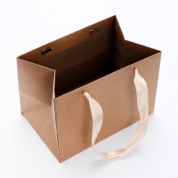 Пакет подарочный с широким дном  20 &times; 14 &times; 13,2 см, крафт