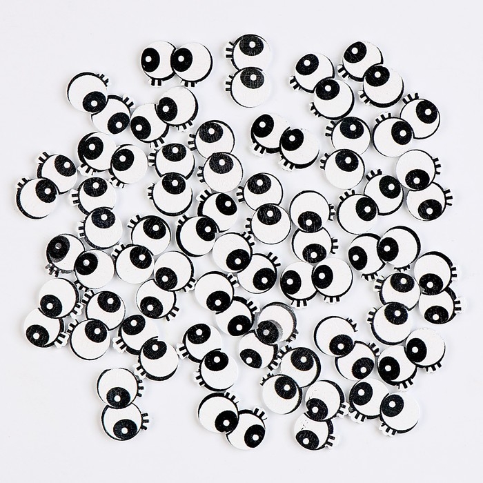 Глаза деревянные , набор 40 шт., размер 1 шт. &mdash; 2 &times; 1,1 см