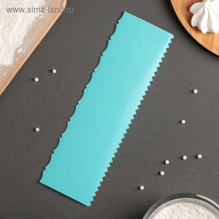 Шпатель кондитерский двойной Доляна &laquo;Узор&raquo;, 25,5&times;7,5 см, цвет голубой