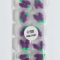Беруши, 3&times;1.3 см, в футляре, фасовка 10 шт., силиконовые, фиолетовый/зелёный