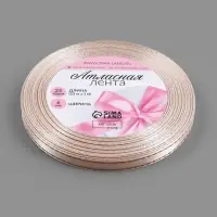 Лента атласная, с золотым люрексом, 6 мм, 23&plusmn;1 м, лилово-белая №119