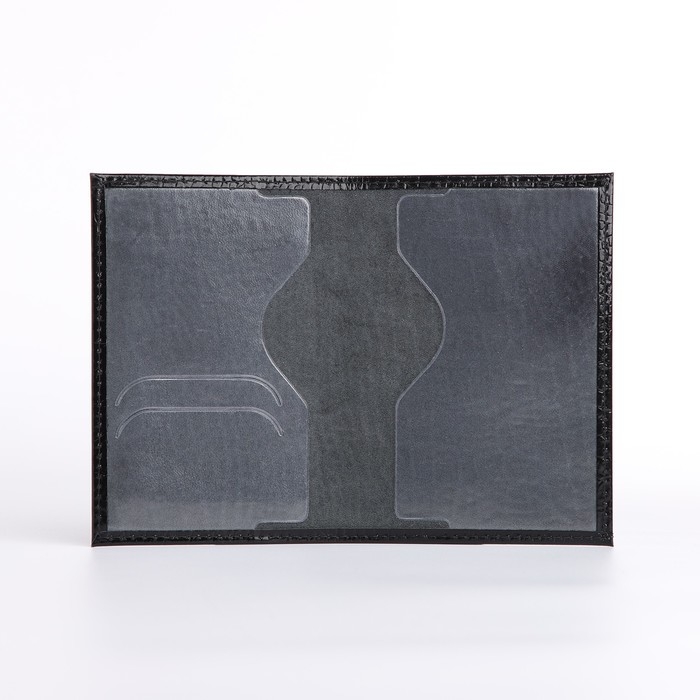 Обложка для паспорта, тиснение, крокодил, цвет чёрный