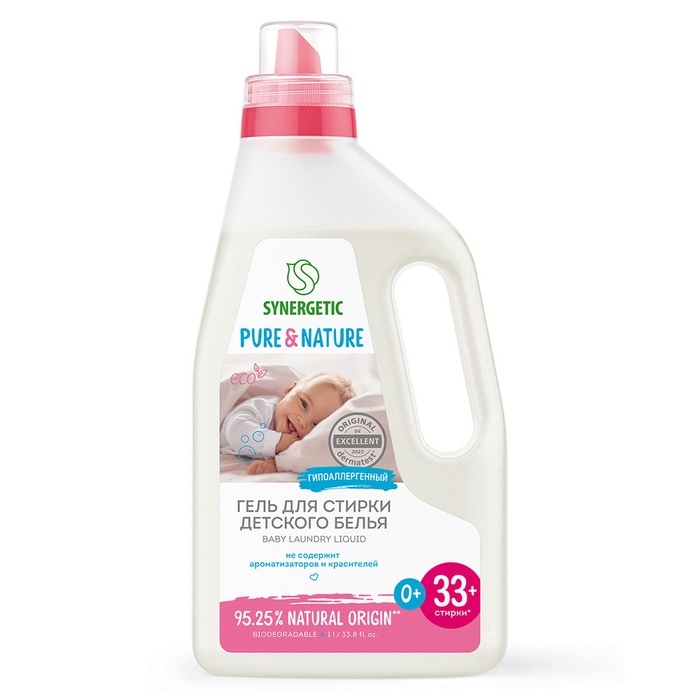 Жидкое средство для стирки Synergetic, гель, для детского белья, 1 л