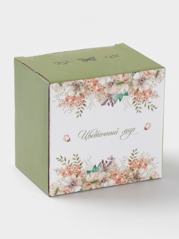 Кружка  Доляна "Цветы" цвет белый  330 мл