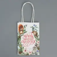 Пакет подарочный новогодний крафтовый &laquo;Мечты сбудутся&raquo;, 15 х 10 х 6 см