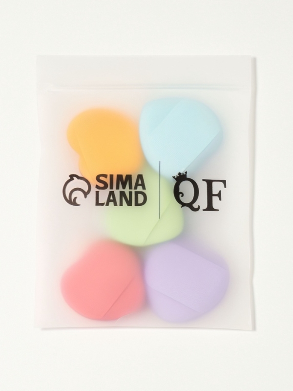 Набор спонжей д/макияжа сердце (наб 5шт цена за наб) латекс МИКС пакет QF