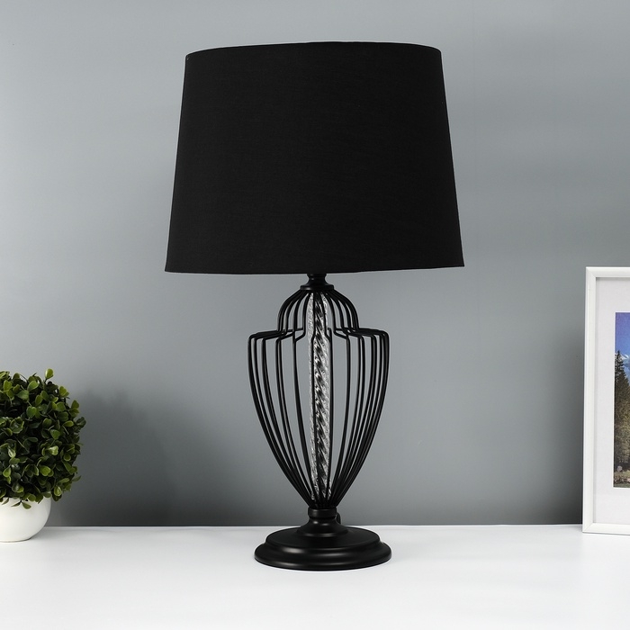 Настольная лампа с абажуром RISALUX &laquo;Джанго&raquo;, Е27, 40 Вт, чёрный, 33&times;33&times;58 см