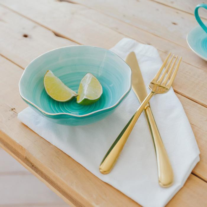 Салатник фарфоровый Доляна &laquo;Млечный путь&raquo;, 400 мл, d=13,5 см, цвет бирюзовый